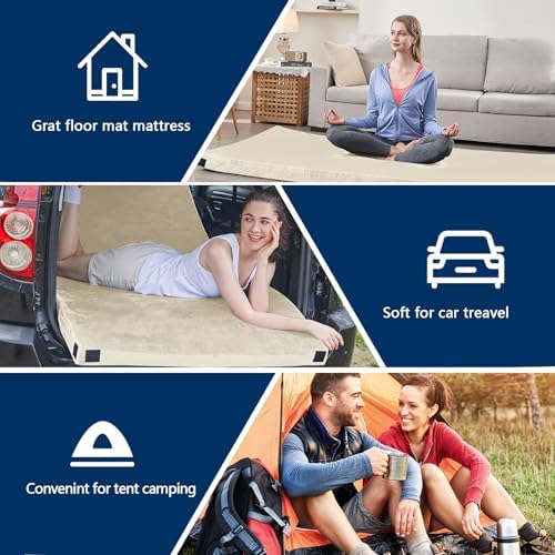 CYMULA Memory Foam Camping Mattress Pad, CertiPUR-US Sleeping Mat, Portable Roll Up Mattress for Adults, Camping Bed Pads for Sleepover, Car Bed with Travel Bag - Image 4