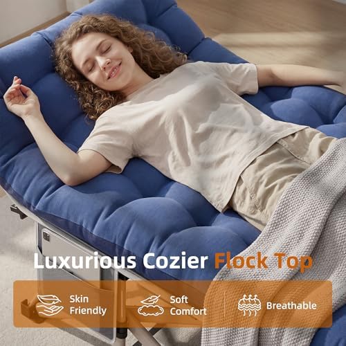 Camping Cot for Adults 800 LBS, 75"x28" Heavy Duty Folding Cot Bed with 2" Thick Detachable Pad & 1200D Oxford, Sleeping Cot for Camping & Guest Bed - 10-Second Setup - Image 2