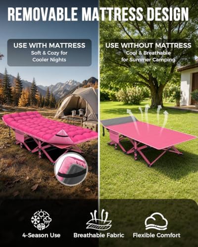 ZENPETIO XXL Folding Camping Cot for Adults, 32" Heavy-Duty Extra Wide Cots - Image 5