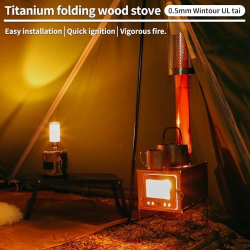 Soomloom foldable titanium wood-burning stove WintourULtai0.5mmlightweight compact durable portable folding wood burning outdoor camping hiking bushcraft ultralight cooking heatingfirewood stove - Image 5