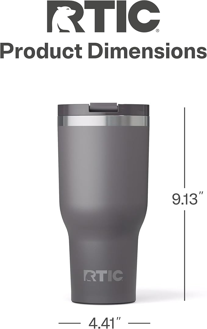 RTIC 40oz Essential Tumbler with Lid, Ceramic Lined, Insulated, Stainless Steel, Metal, Double Wall Vacuum-Insulation, Travel Cup for Iced Coffee, Tea, Hot and Cold Drink, Graphite - Image 5