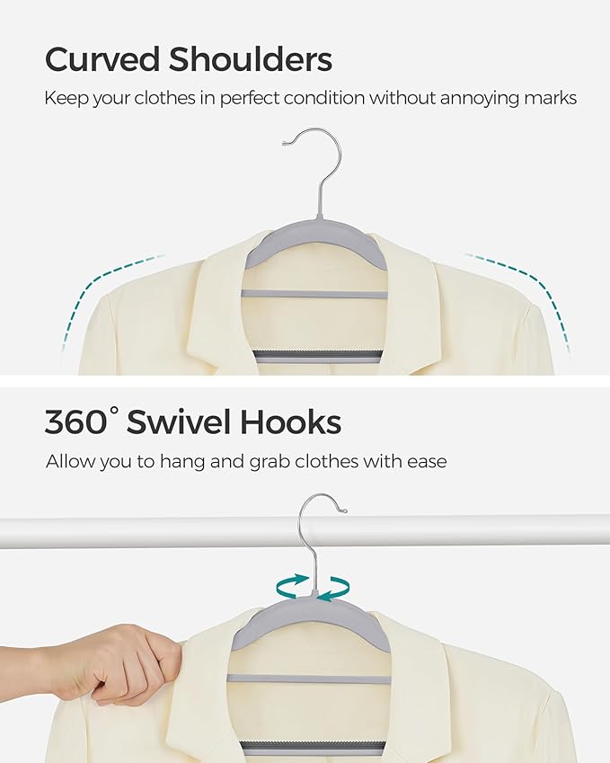 SONGMICS Pack of 60 Coat Hangers, Space-Saving Plastic Clothes Hangers - Image 4