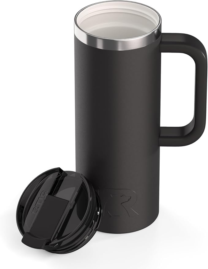 RTIC 20oz Road Trip Travel Mug with Lid and Handle, Ceramic Lined, Insulated, Stainless Steel, Metal, Double Wall Vacuum-Insulation, Portable Coffee, Tea Cup for Hot and Cold Drink, Midnight - Image 6
