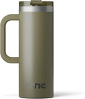 RTIC 20oz Road Trip Travel Mug with Lid and Handle, Ceramic Lined, Insulated, Stainless Steel, Metal, Double Wall Vacuum-Insulation, Portable Coffee, Tea Cup for Hot and Cold Drink, Olive by RTIC