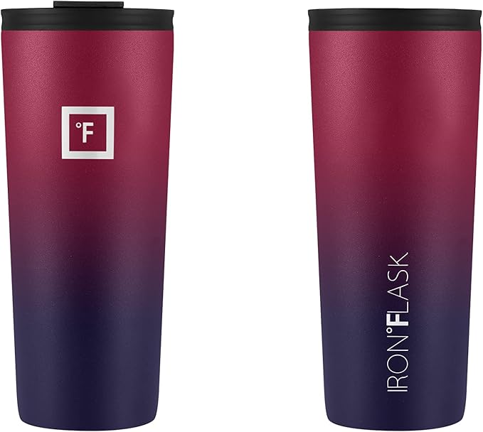 IRON °FLASK Classic Tumbler - Vacuum Insulated Stainless Steel Water Bottle, Double Walled, Drinking Cup, Insulated Travel Mug (Dark Rainbow, 24 oz Solid Lid) - Image 4