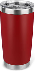 20oz Stainless Steel Tumbler with Lid, Travel Mug - Double Wall Vacuum Powder Coated Cup - Red, 1 Pack by Unknown
