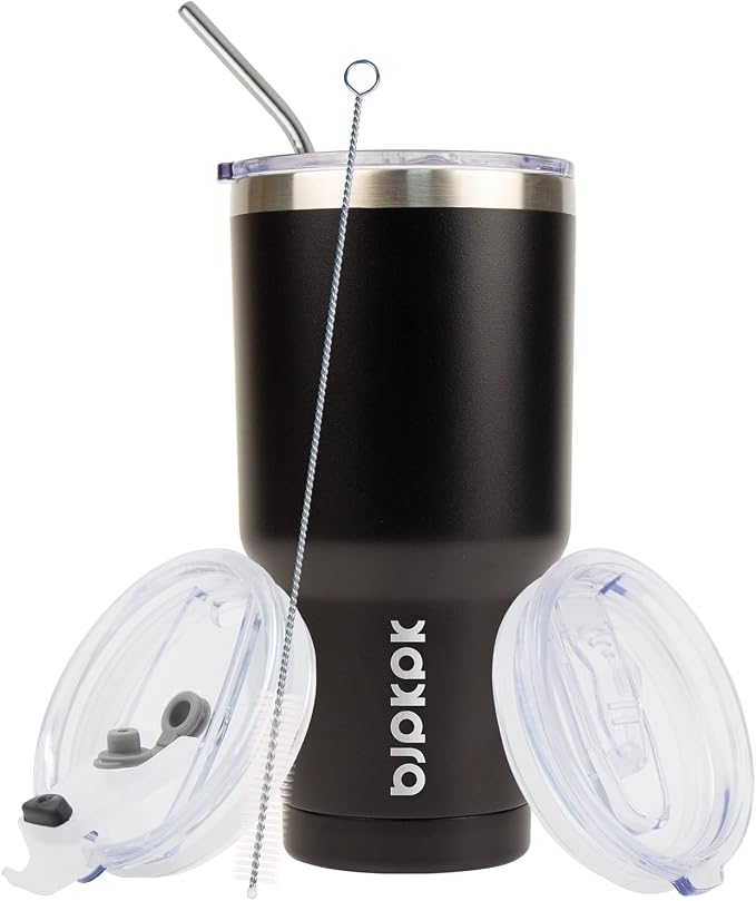 BJPKPK 30 oz Stainless Steel Tumbler with Lid and Straw Insulated Travel Coffee Mug Reusable Metal Thermal Cup,Black - Image 4
