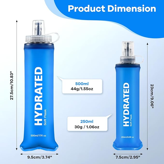 500ml Soft Flask 2Pack, TPU Collapsible Soft Water Bottle, 17oz Foldable TPU - Image 5