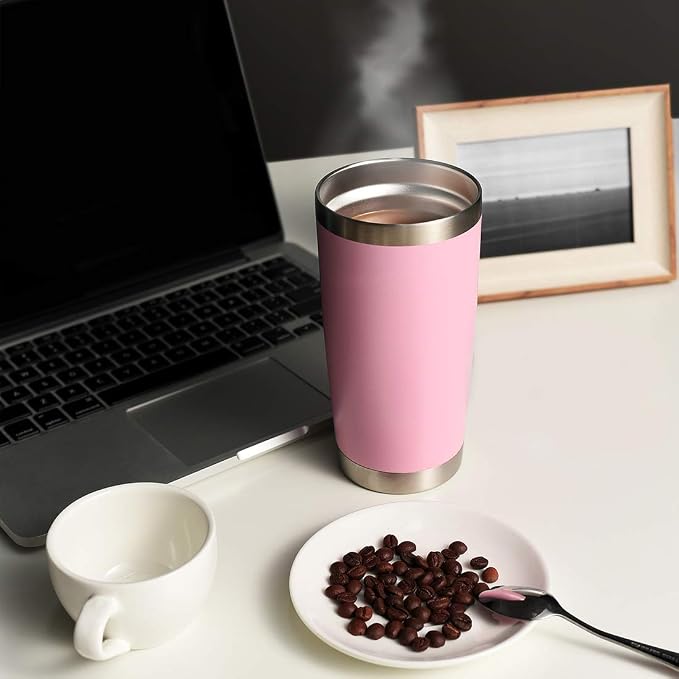 DOMICARE 20oz Stainless Steel Tumbler Bulk with Lid, Double Wall Vacuum Insulated Travel Mug, Powder Coated Coffee Cup,Pink, 12 Pack - Image 7