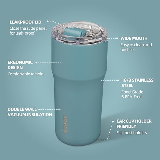 BJPKPK Insulated Tumbler,20oz Stainless Steel Tumbler with lid,Double Wall Travel Coffee Mug Thermal Cup,Keep Drinks Cold and Hot,Haze Blue - Image 2