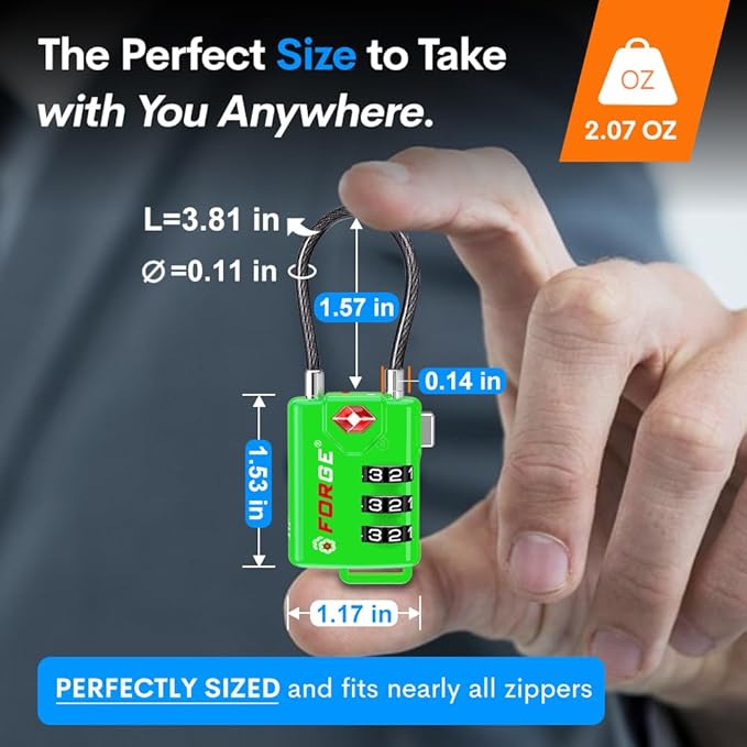 TSA Approved Cable Luggage Locks, Re-settable Combination - Image 6