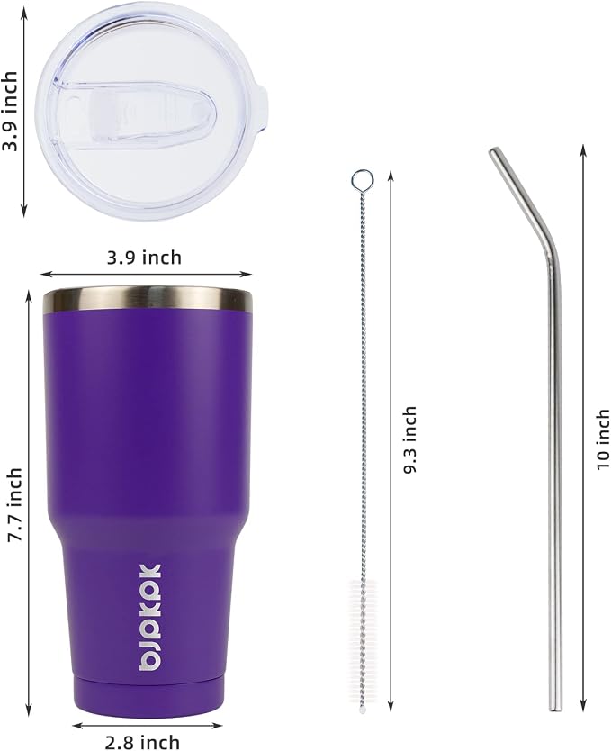 BJPKPK 30 oz Stainless Steel Tumbler With Lid And Straw Vacuum Insulated Double Wall Travel Coffee Water Tumbler,Purple - Image 3