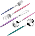 Mirror Silver multicolor Silverware Set, 20-Piece Stainless Steel Flatware Set by VANVRO