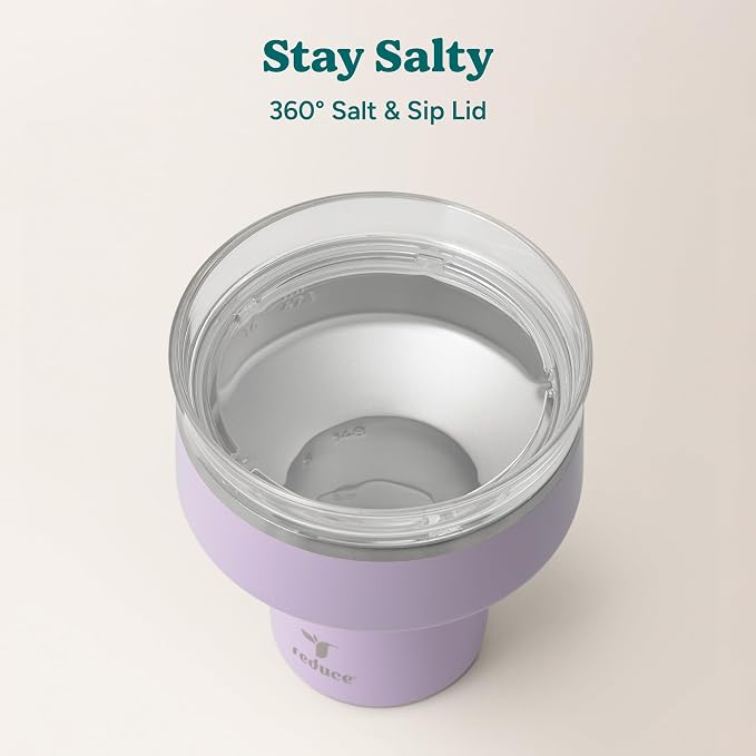 REDUCE Saltini 16 oz Cocktail Tumbler - Insulated Margarita Tumbler with Lid - Keeps Drinks Cold for 10 Hours - 360 Sippable Martini Glass Alternative - Shatterproof, Perfect for Parties - Lilac Bud - Image 4