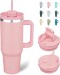 BJPKPK Insulated Tumblers With Handle And Straw 40 oz Stainless Steel Tumbler Cups With Lid,Light Pink by BJPKPK