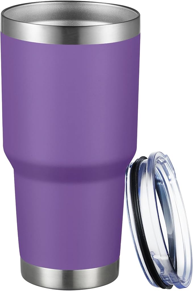 MEWAY 30oz Tumbler Double Wall Vacuum Insulated Travel Mug, Stainless Steel Tumbler with Lid, Durable Powder Coated Insulated Coffee Cup for Cold & Hot Drinks (Purple,1 PACK) by MEWAY