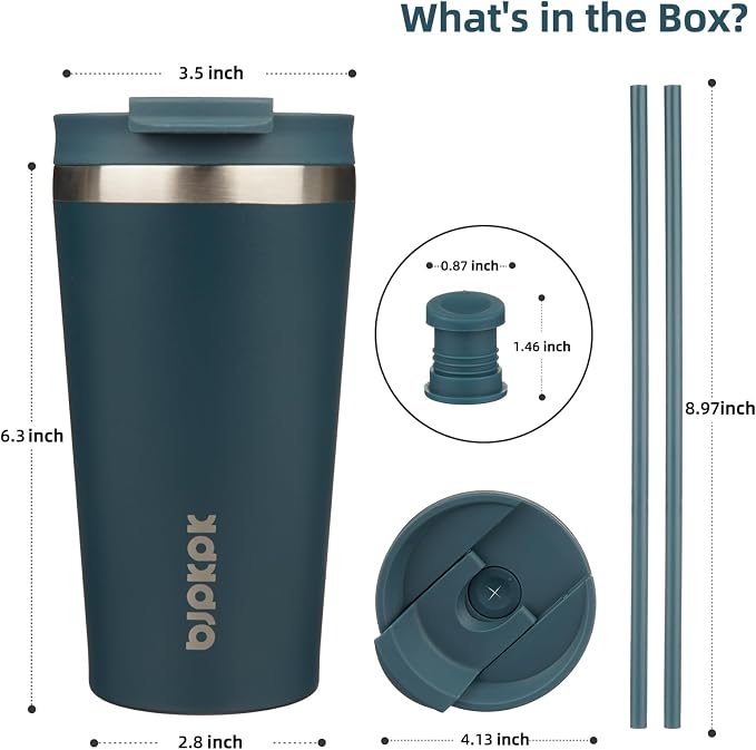 BJPKPK 18oz Stainless Steel Insulated Tumbler With lid And Straw Travel Coffee Thermal Tumblers Cup For Women And Men,Navy Blue - Image 2