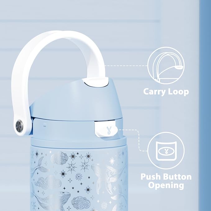 24 oz Insulated Water Bottle with Straw: Meoky Stainless Steel Metal Water Bottle with 2-in-1 Lid - Leak Proof, Cold for 24 Hours, Fits in Car Cup Holder, BPA-Free for Gym Travel Sports, Blue Whale - Image 4