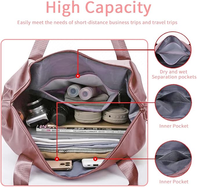 Large Capacity Foldable Travel Bag Expandable Portable Carry on Bag Dry&Wet - Image 4