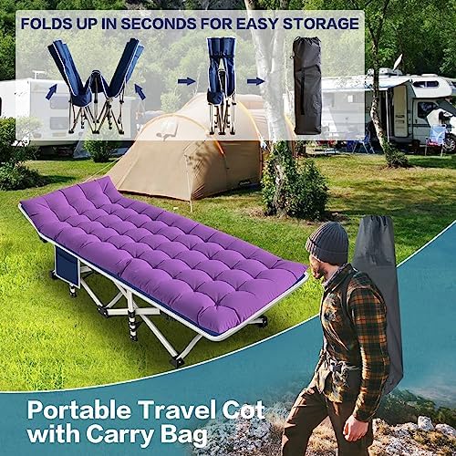 2 Pack Camping Cot with Mattress, Sleeping Cots for Adults - Image 4