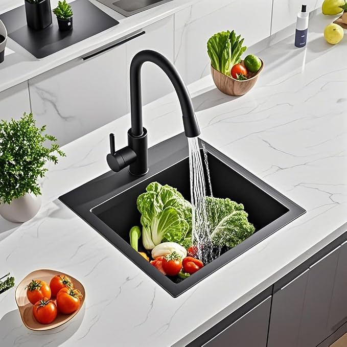 ARTLINE 13 x 15 Inch Black Drop in Bar Sink, Stainless Steel Single Bowl - Image 7