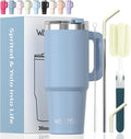 20 oz Tumbler with Handle,Tumbler with Lid and Straw,Double Wall Insulated Cup Stainless Steel Travel Mug(Cold for 34 Hours),Water Bottle for Iced Tea,Coffee,Cold Beverages(Smog Blue) by Watersy