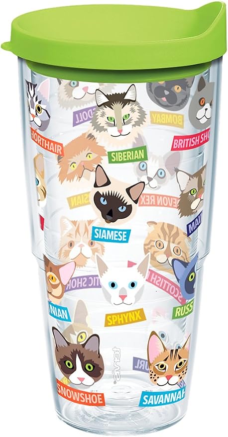 Tervis Flat Art Cats Made in USA Double Walled Insulated Tumbler Travel Cup Keeps Drinks Cold & Hot, 24oz, Clear by TervisTumblerCompany