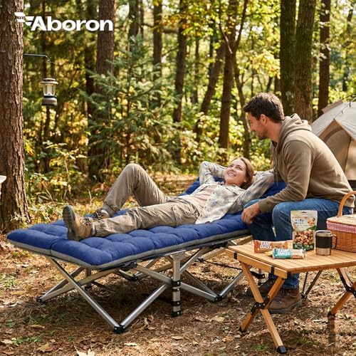 ABORON Camping Cot for Adults, 28 in Wide Folding Bed with Mattress - Image 2