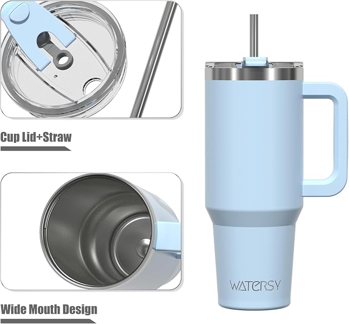 20 oz Tumbler with Handle,Tumbler with Lid and Straw,Double Wall Insulated Cup Stainless Steel Travel Mug(Cold for 34 Hours),Water Bottle for Iced Tea,Coffee,Cold Beverages(Blue) - Image 9