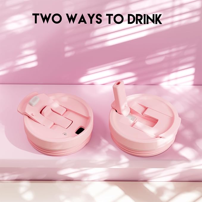 Meoky 32 oz Tumbler with Handle and Flip Straw, 100% Leakproof Tumbler with Lid and Straw, Stainless Steel Insulated Cup, Cupholder Friendly, Keeps Cold for 24 Hours (Blush) - Image 5