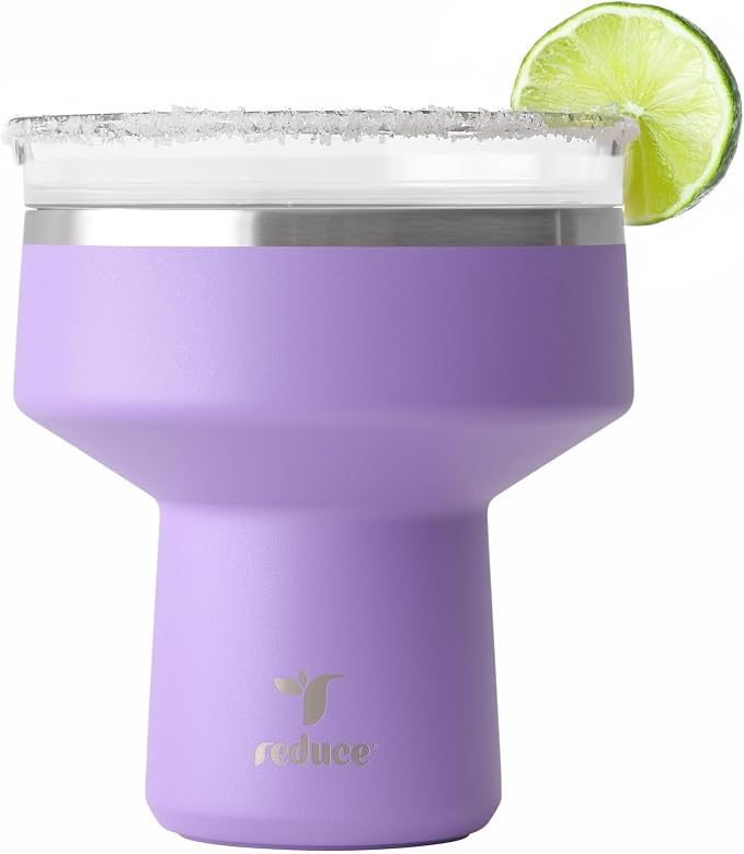 REDUCE Saltini 16 oz Cocktail Tumbler - Insulated Margarita Tumbler with Lid - Keeps Drinks Cold for 10 Hours - 360 Sippable Martini Glass Alternative - Shatterproof, Perfect for Parties-Purple Punch by Reduce