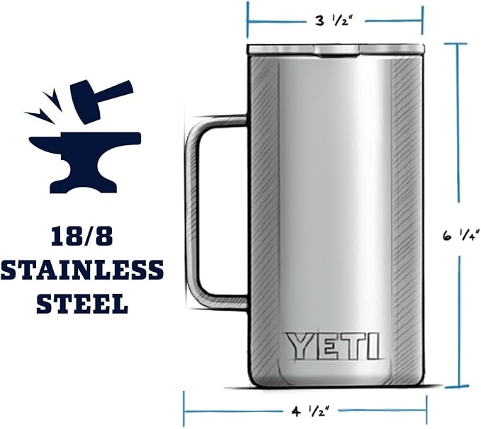 YETI Rambler 24 oz Mug, Vacuum Insulated, Stainless Steel with MagSlider Lid - Image 3