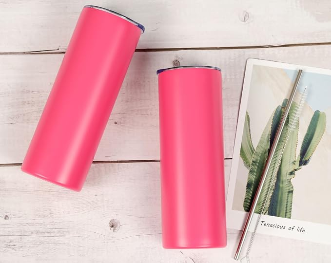 4 Pack 20 Oz Straight Skinny Tumblers,Individually Gift Boxed Stainless Steel Slim Skinny Tumbler Set Bulk, 20 Oz Insulated Slim Thin Travel Tumbler Cup for Diy,Hot Pink - Image 6