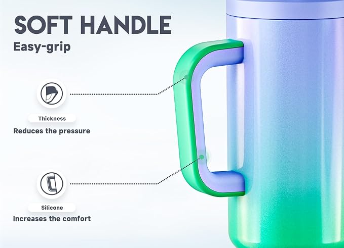 Meoky 50 oz Tumbler with Handle, Tumbler with Lid and Straw, Insulated Stainless Steel Travel Mug, 100% Leak-proof, Keeps Cold for 36 Hours or Hot for 12 Hours (Fairyland) - Image 4