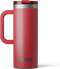 RTIC 20oz Road Trip Travel Mug with Lid and Handle, Ceramic Lined, Insulated, Stainless Steel, Metal, Double Wall Vacuum-Insulation, Portable Coffee, Tea Cup for Hot and Cold Drink, Flag Red by RTIC