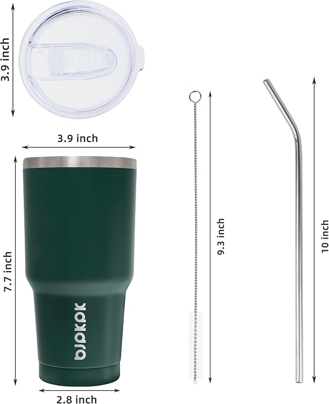 BJPKPK 30oz Tumbler with Lids and Straws, Stainless Steel Vacuum Insulated Coffee Tumblers, Insulated Travel Mug Water Cup with Leakproof Lid,Army Green - Image 3