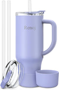 Renoj Insulated Mug 100% Leak Proof Insulated Water Bottle for Iced Coffee & Hot Drinks - Fits Car Cup Holder, Ideal Gift, 2 Straws & Silicone Boot - SnapShift Navy Blue 40 oz by VisittheRenoj