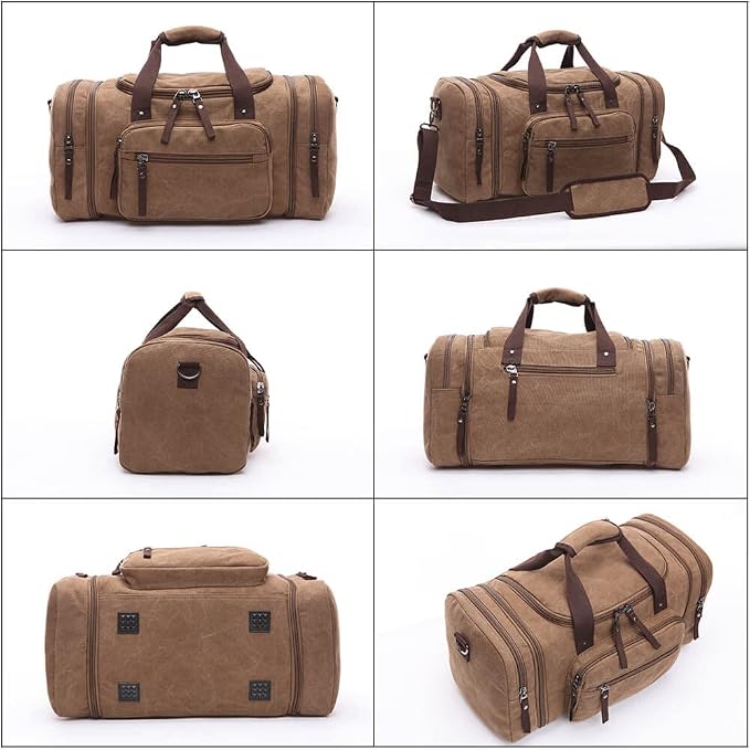 Duffle Bag for Travel, Large Canvas Duffel Bag for Travelling Overnight - Image 3