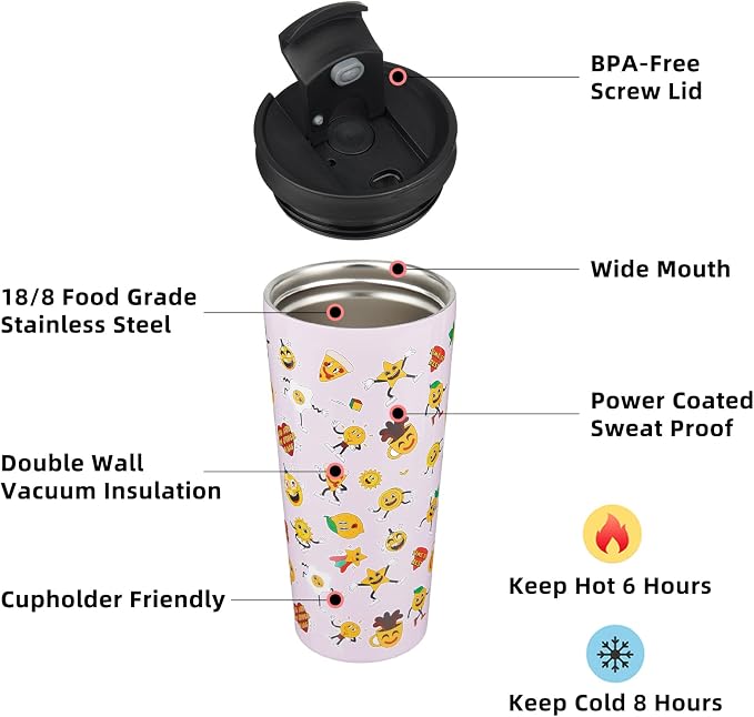 BJPKPK 22oz Tumbler With lid And Straw Stainless Steel Travel Coffee Mug Insulated Tumblers Cups,Hawaii Fruits Purple - Image 2