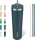 BJPKPK 34oz Stainless Steel Insulated Tumbler With lid And Straw Travel Coffee Thermal Tumblers Cup For Women And Men,Navy Blue by BJPKPK