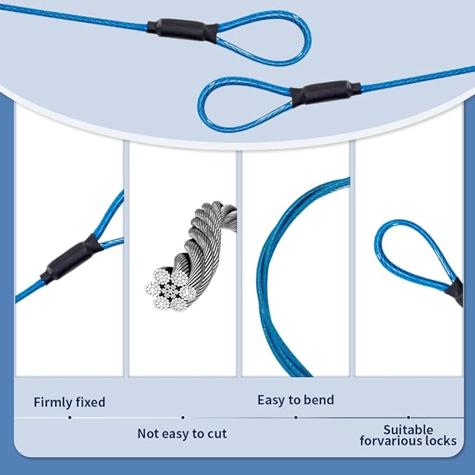 3.3mm Outdoor Travel Stainless Steel Security Cable-20ft Luggage Lock Safety - Image 4