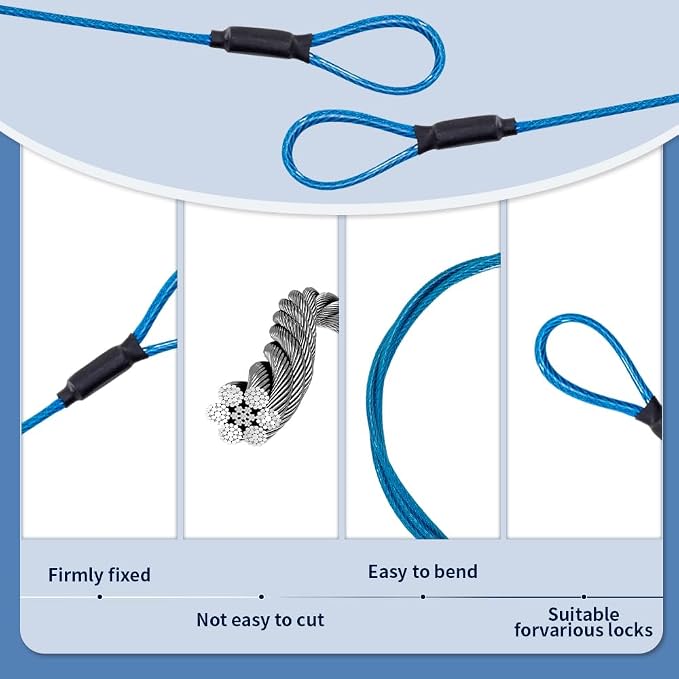 3.3mm Outdoor Travel Stainless Steel Security Cable-6ft Luggage Lock Safety - Image 4