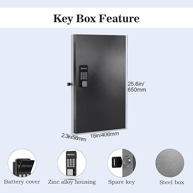 96 Key Lock Box Wall Mount, Key Cabinet Organizer use One Time Password - Image 7