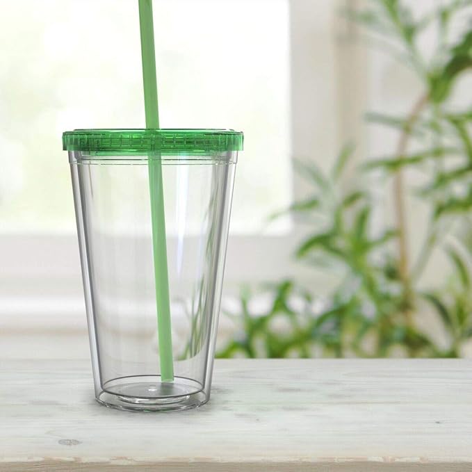 Maars Classic Clear Tumbler with Lid and Straw | 16oz Premium Acrylic, Insulated Double Wall Plastic Reusable Cups, BPA-Free To Go Cups for Ice Coffee, Fruit Teas & Water - Image 8