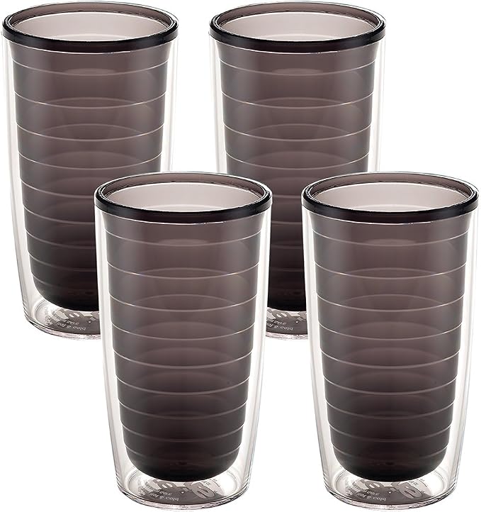 Tervis Clear & Colorful Tabletop Made in USA Double Walled Insulated Tumbler Travel Cup Keeps Drinks Cold & Hot, 16oz - 4pk, Quartz by TervisTumblerCompany