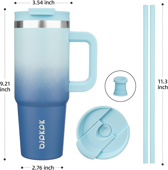 BJPKPK Tumbler With Handle 30 oz Stainless Steel Insulated Tumbler With Lid And Straw For Water Or Ice Coffee,Sky - Image 3