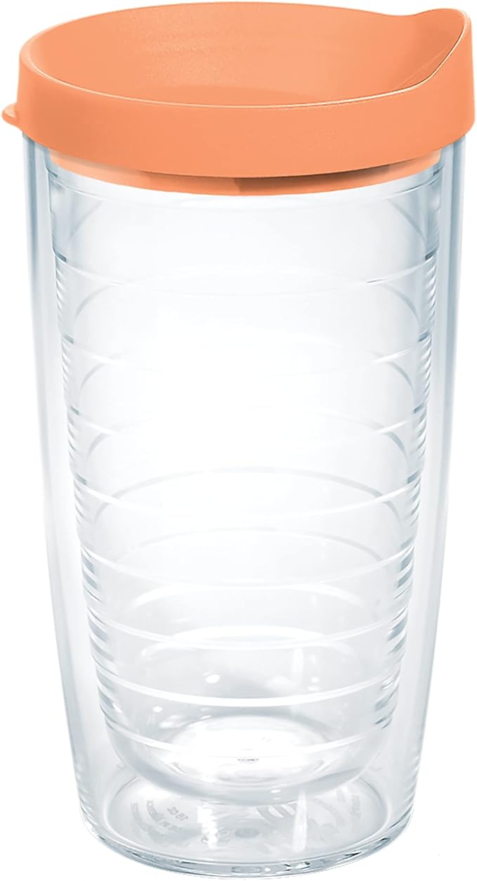 Tervis Clear & Colorful Lidded Made in USA Double Walled Insulated Tumbler Travel Cup Keeps Drinks Cold & Hot, 16oz, Citrus Sunrise Lid by TervisTumblerCompany