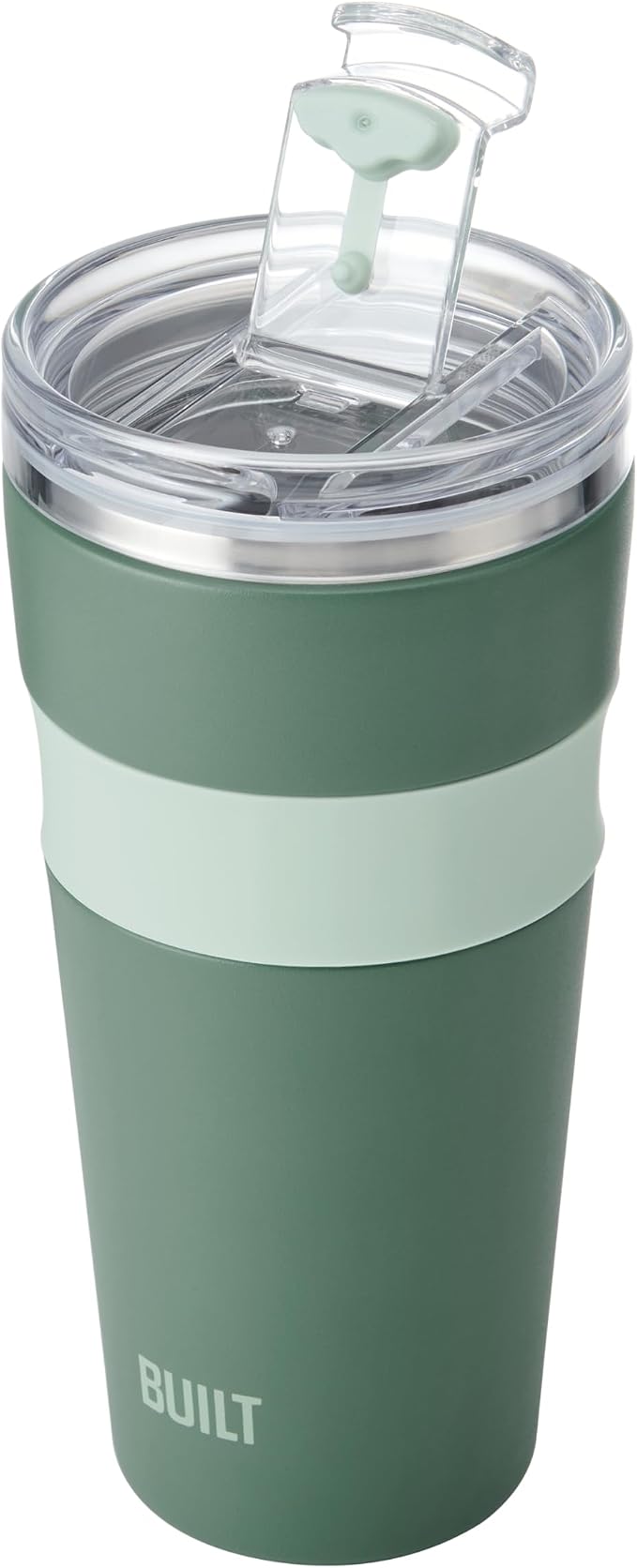 BUILT 24 oz Stainless Steel Vacuum Insulated Tumbler - Sage Green Double Wall Travel Cup, Keeps Drinks Cold 24 Hours or Hot 8 Hours, Leak Proof Lid with Flip Straw, Silicone Grip - Image 5