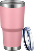 MEWAY 30oz Tumbler Double Wall Vacuum Insulated Travel Mug, Stainless Steel Tumbler with Lid, Durable Powder Coated Insulated Coffee Cup for Cold & Hot Drinks (Pink,1 PACK) by MEWAY