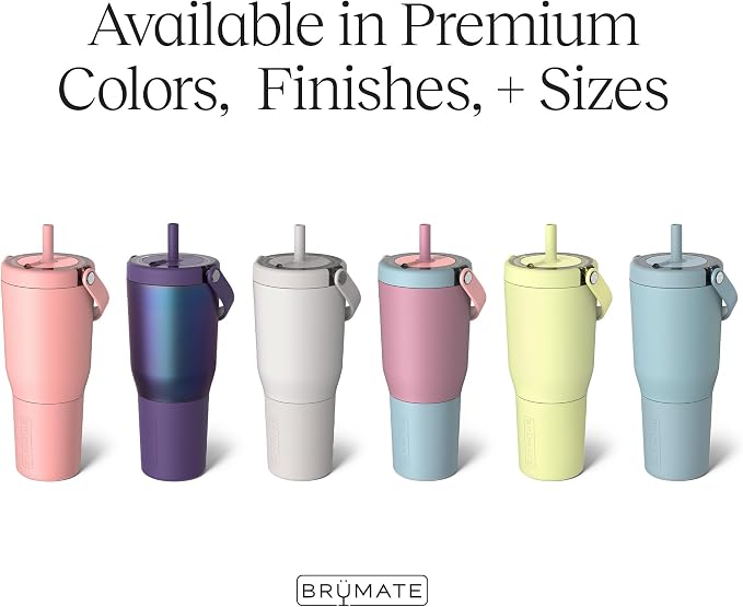 BrüMate Resa 35oz 100% Leakproof Travel Tumbler with Handle & Straw | Flexible SoftSip Straw | Silicone Sleeve for Durability | Stainless Steel | Cup Holder & Travel Friendly Water Bottle | (Guava) - Image 3